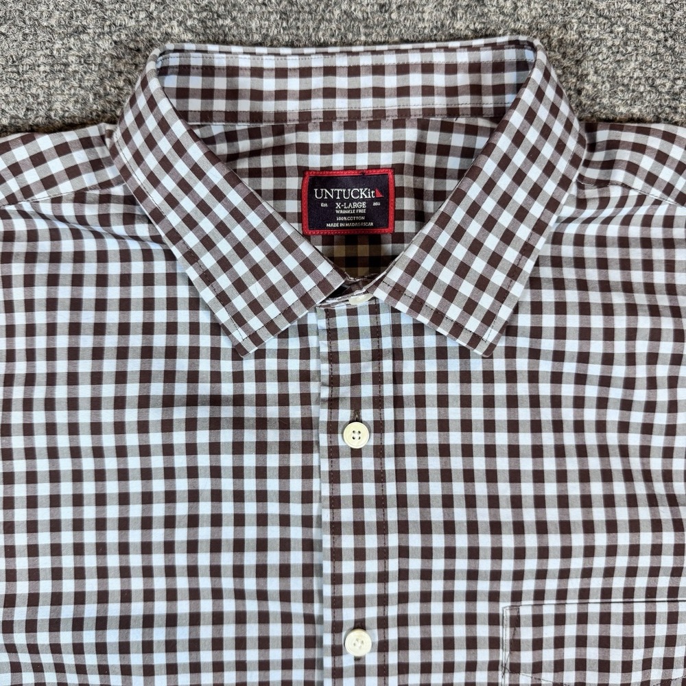 UNTUCKit McLaren Men's XL Wrinkle Free Slim Fit Button Down Shirt Check